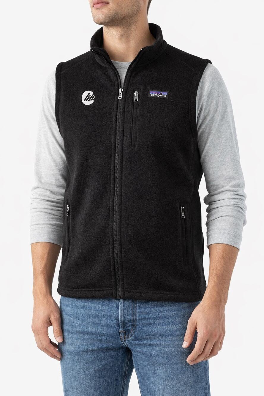 Patagonia Mens Better Sweater Vest XL Black Full Zip Fleece Custom Logo
